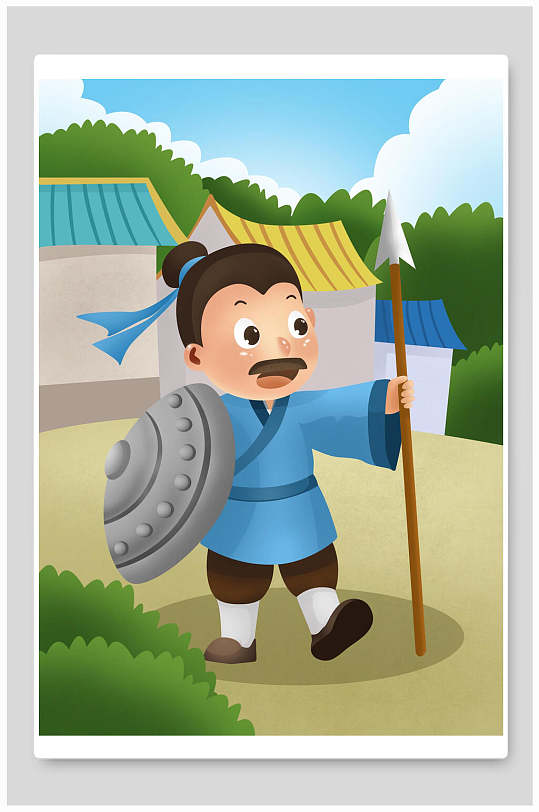 自相矛盾寓言成语故事插画-众图网