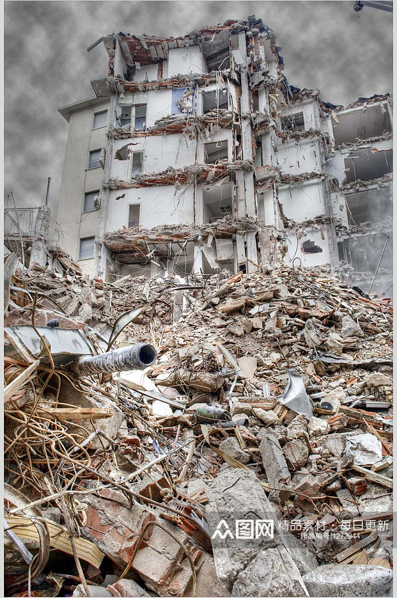 战争废墟废弃建筑高清摄影图片素材