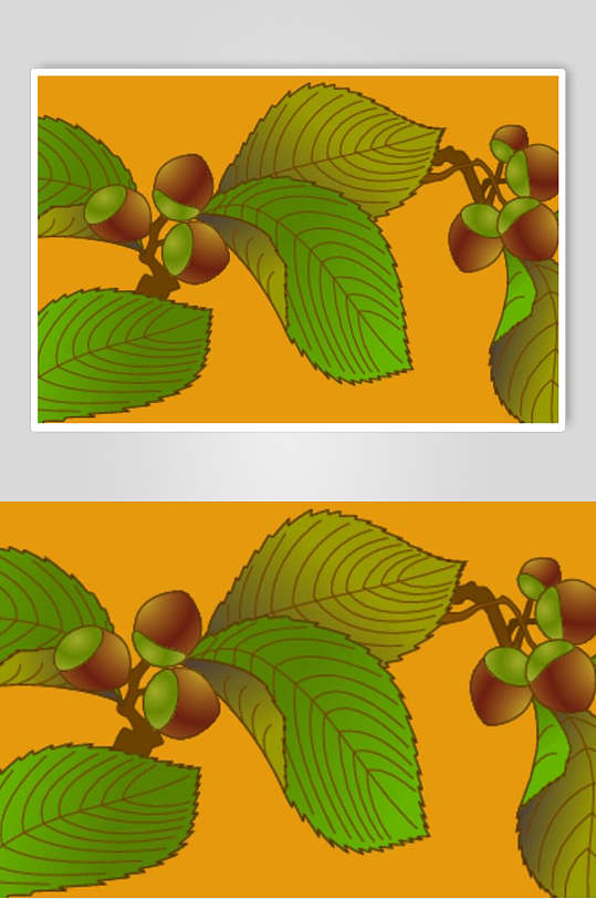 黄色绿色果实丰硕传统花纹