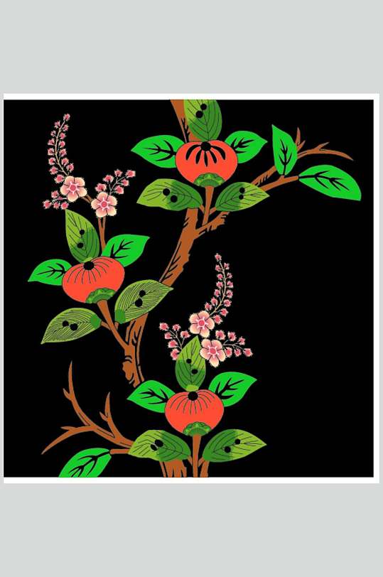 黑底植树传统花纹背景素材