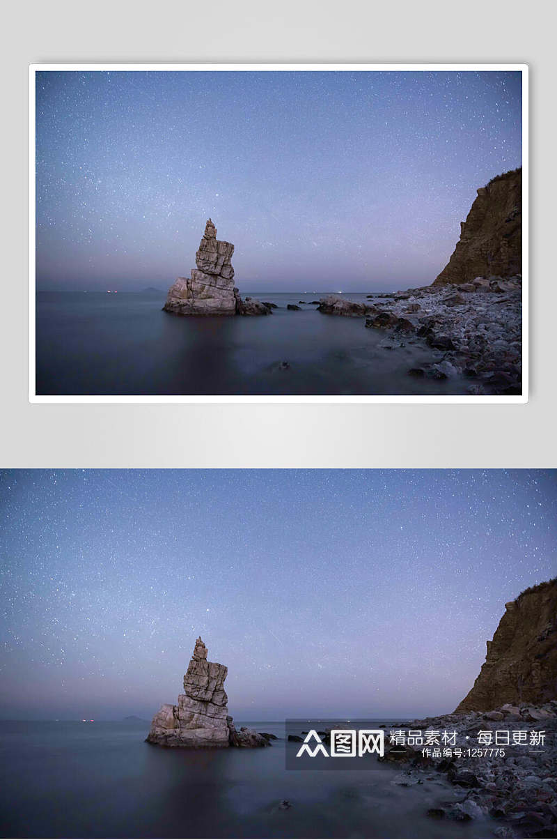 大连海边礁石星空夜景摄影照片图片素材