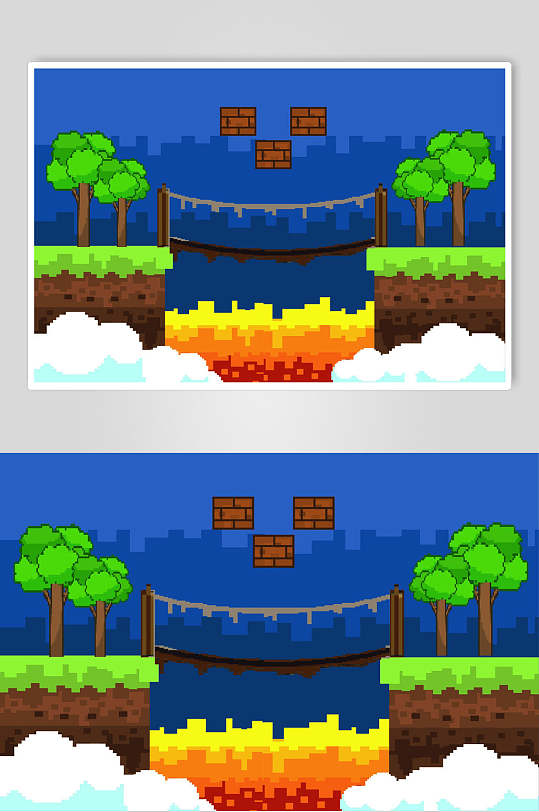 闯关跳跃火沟游戏场景设计元素