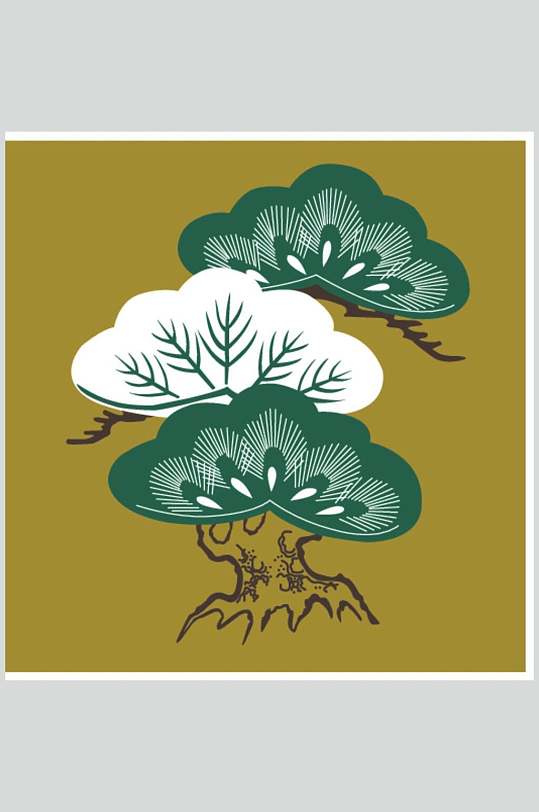 传统花纹松树设计元素