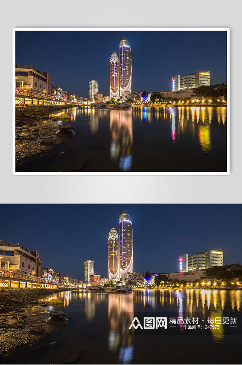 厦门双子大厦夜色高清摄影图片素材素材