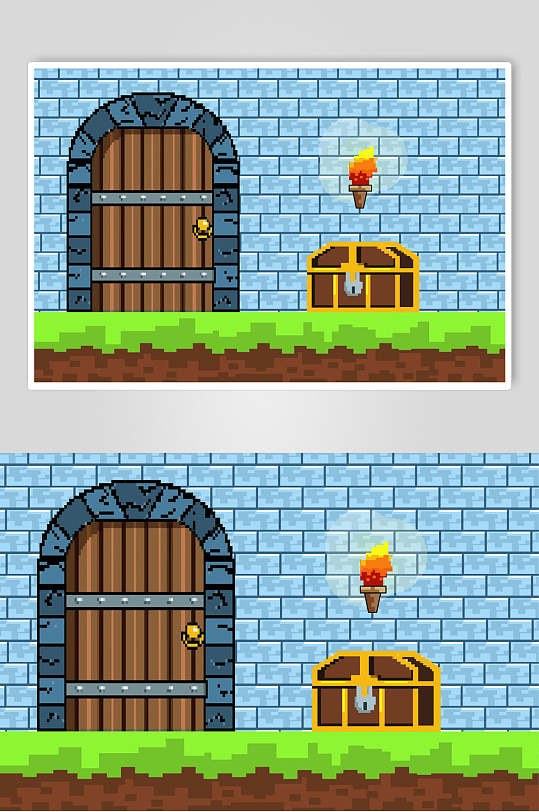 像素风宝箱游戏场景设计元素