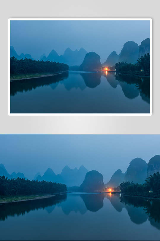 烟雨漓江桂林山水照片图片素材