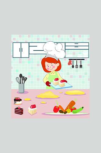 可爱卡通厨房人物设计元素