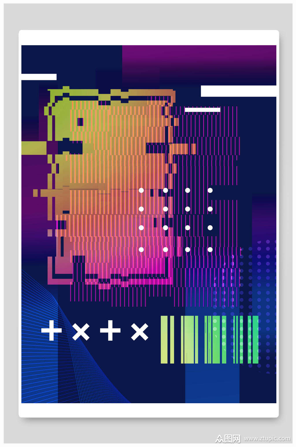 抖音风几何故障风海报背景素材