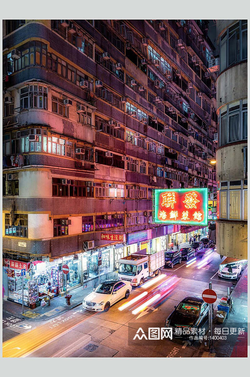 香港高清街道夜景图片素材