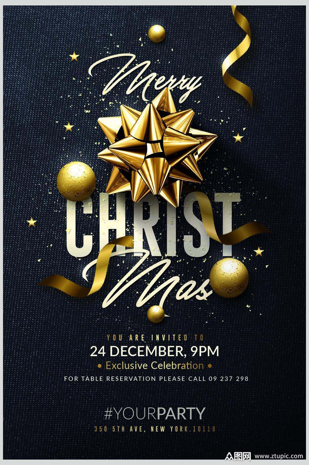 黑金圣诞节海报素材模板下载-编号1592950-众图网