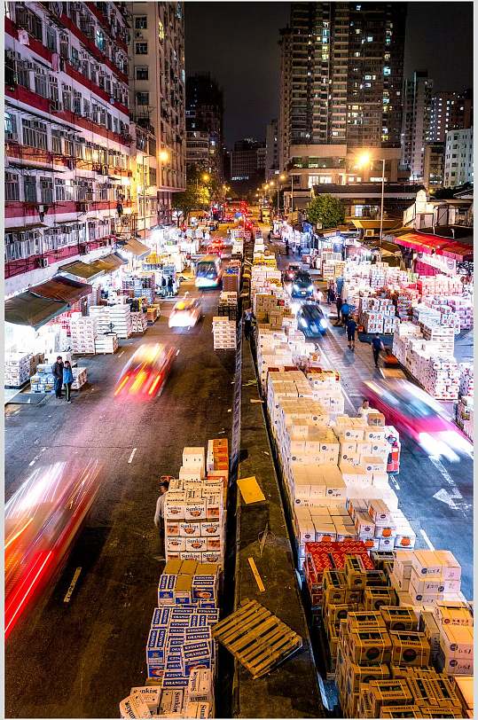 高清城市街道夜景图片