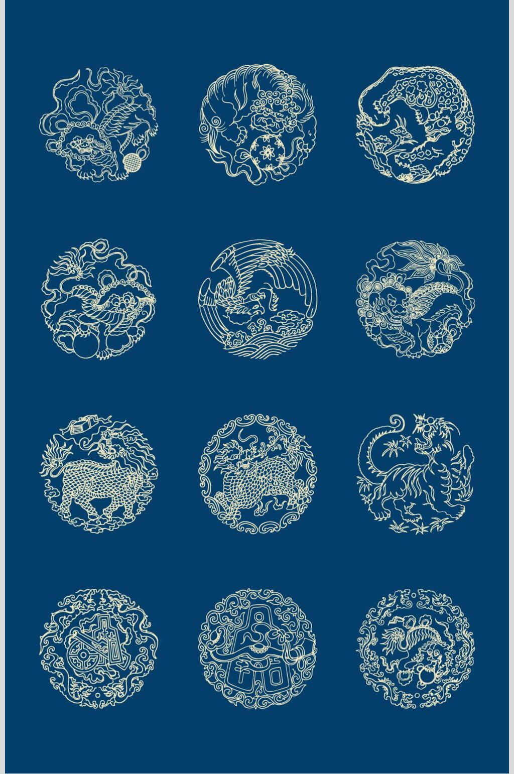 圆形中式窗花背景素材素材