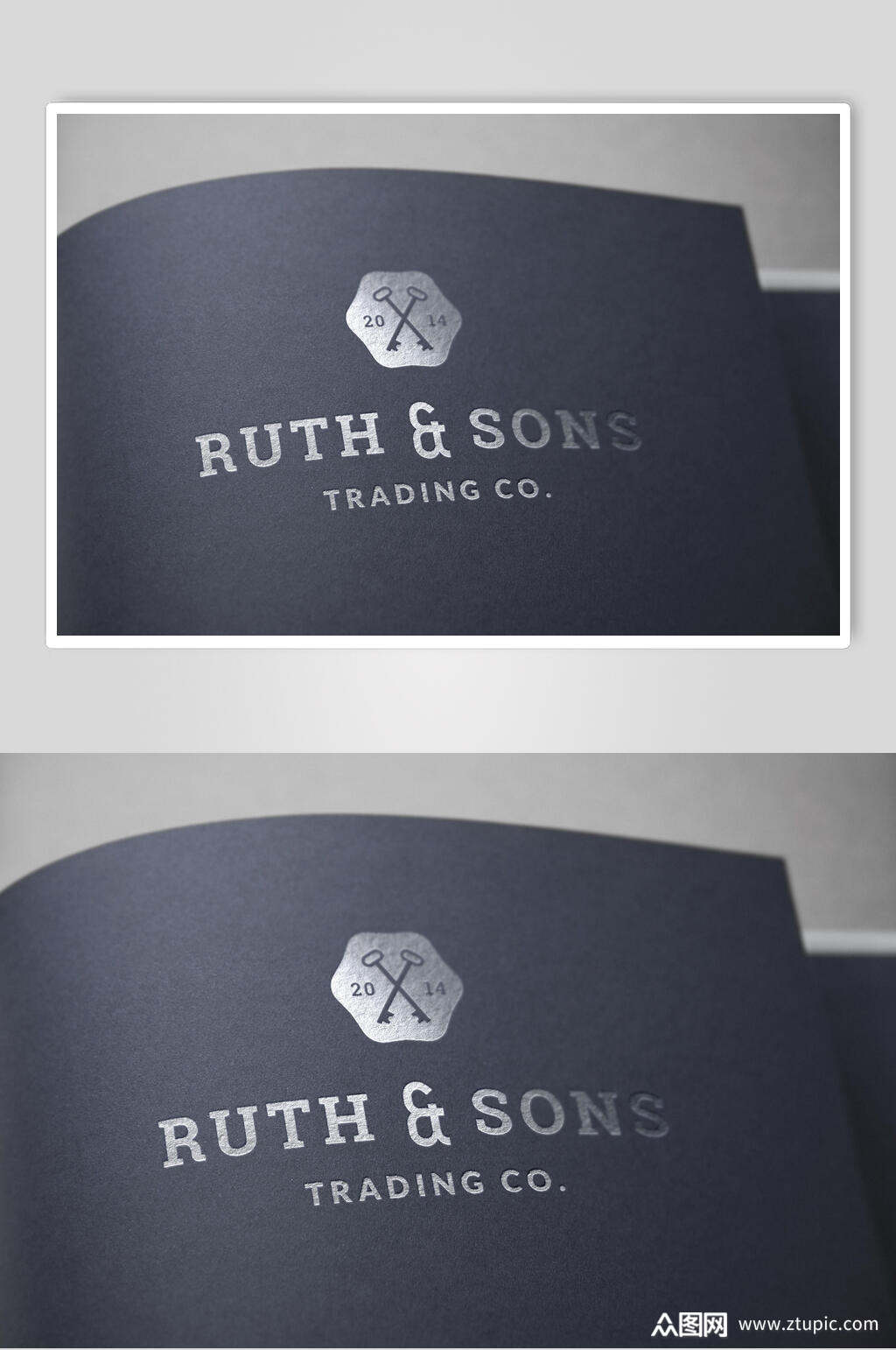 藏蓝色纸张烫银logo展示样机