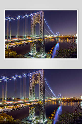 城市交通夜景大桥高清图片
