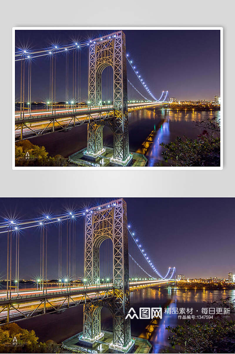 城市交通夜景大桥高清图片素材