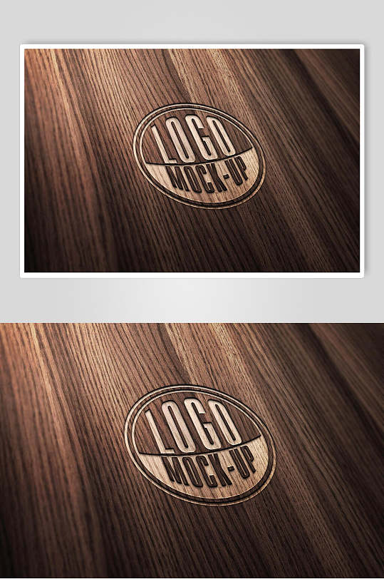 雕刻logo木纹样机