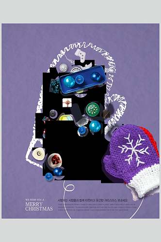 紫色手套圣诞节设计元素素材
