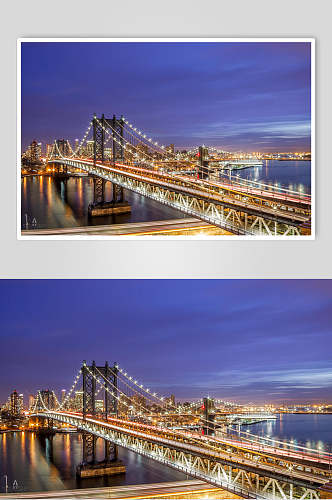 大桥城市夜景高清图片