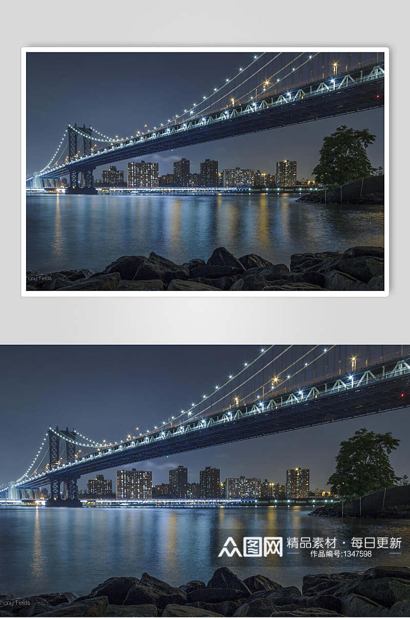 城市夜景大桥高清图片素材