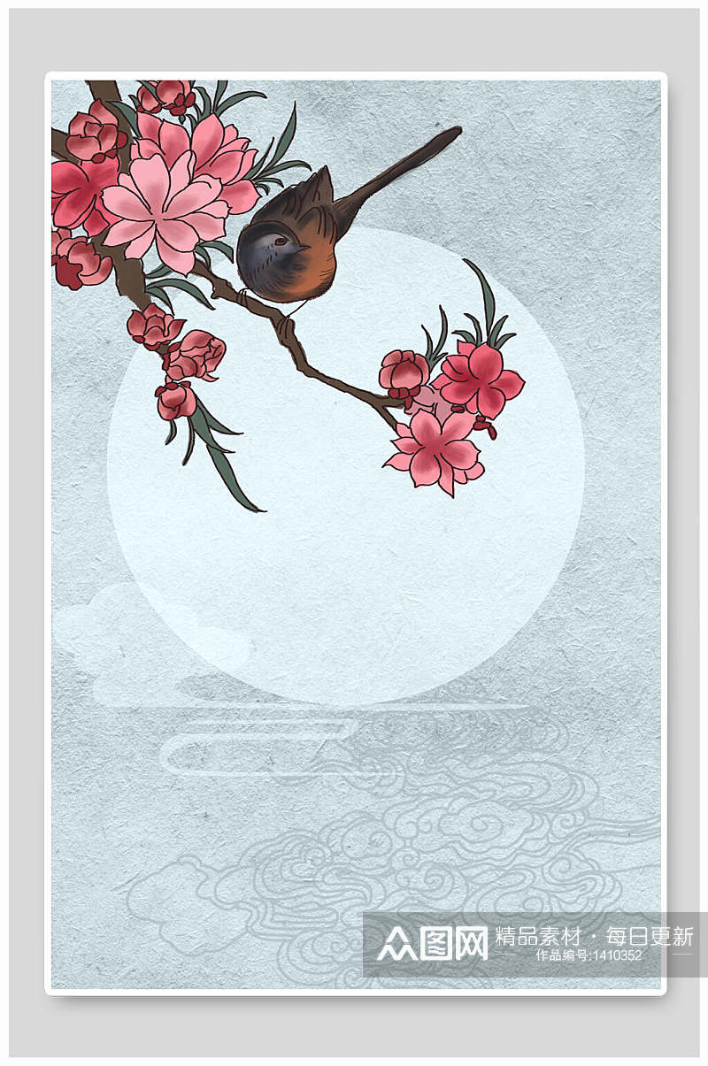 喜鹊中国风花鸟背景素材素材