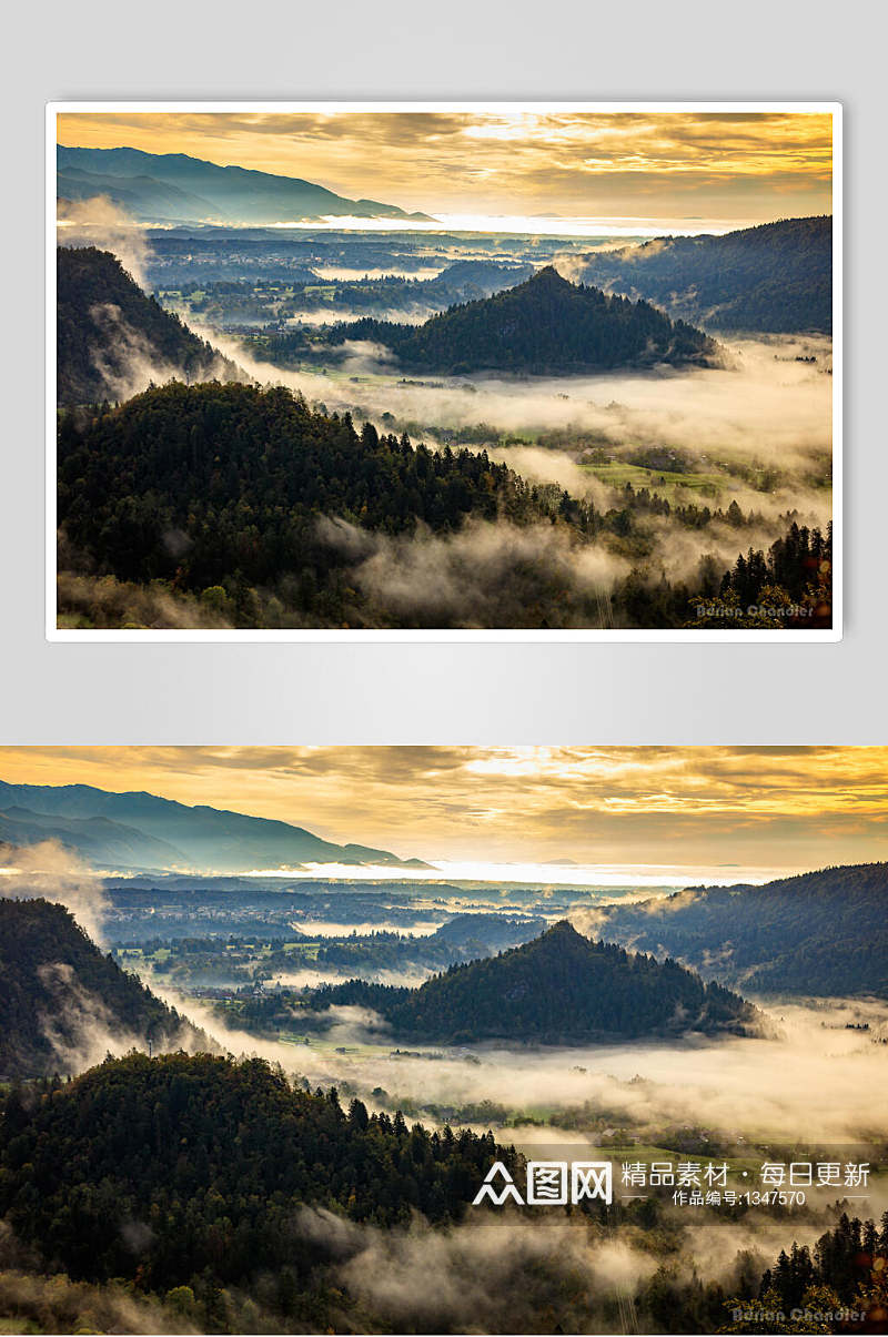 风景优美云雾缭绕高清图片素材