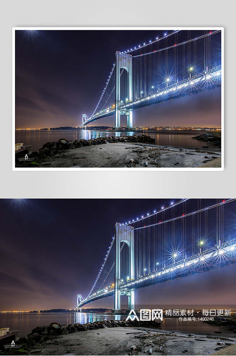 高清大桥夜景图片素材