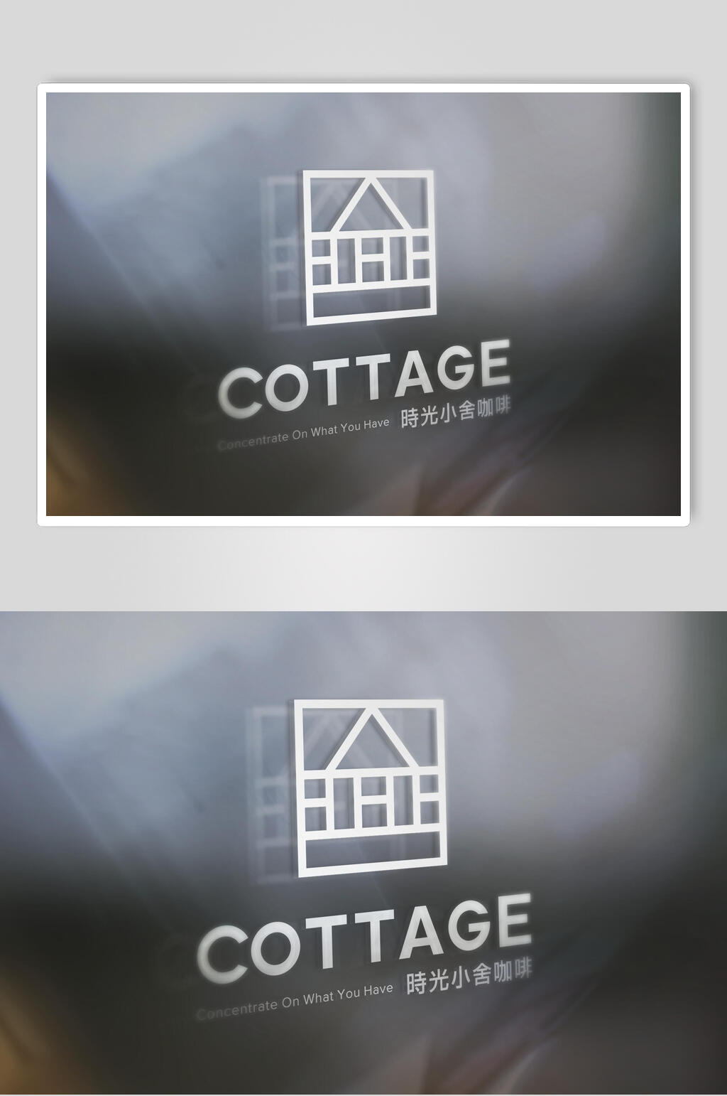 哑光镜面银色亚克力LOGO展示样机素材