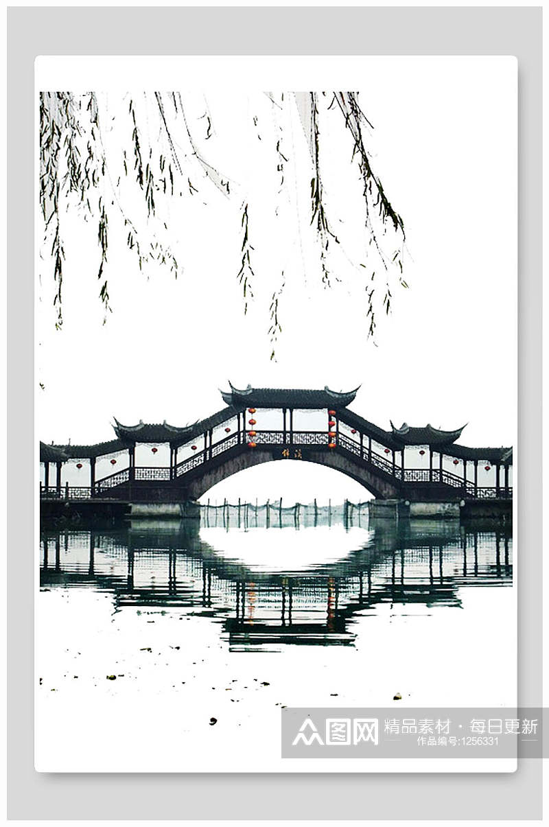 中国风背景风雨桥素材