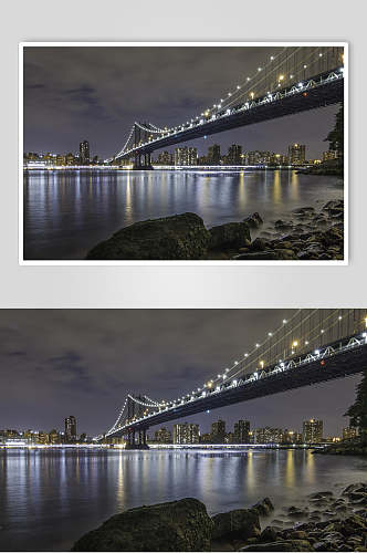 江边大桥夜景高清图片