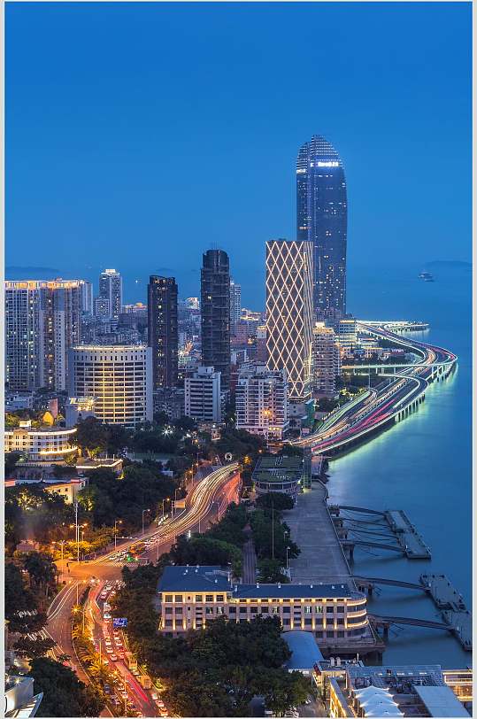 现代城市厦门鹭江道夜景建筑图片