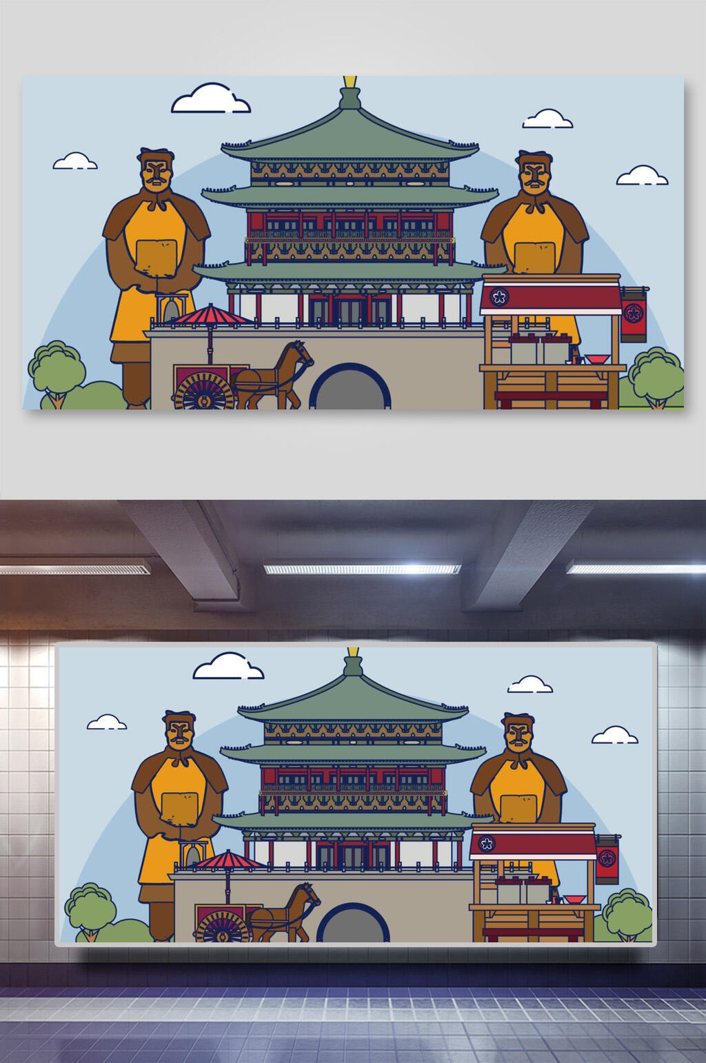 古代建筑插画设计素材