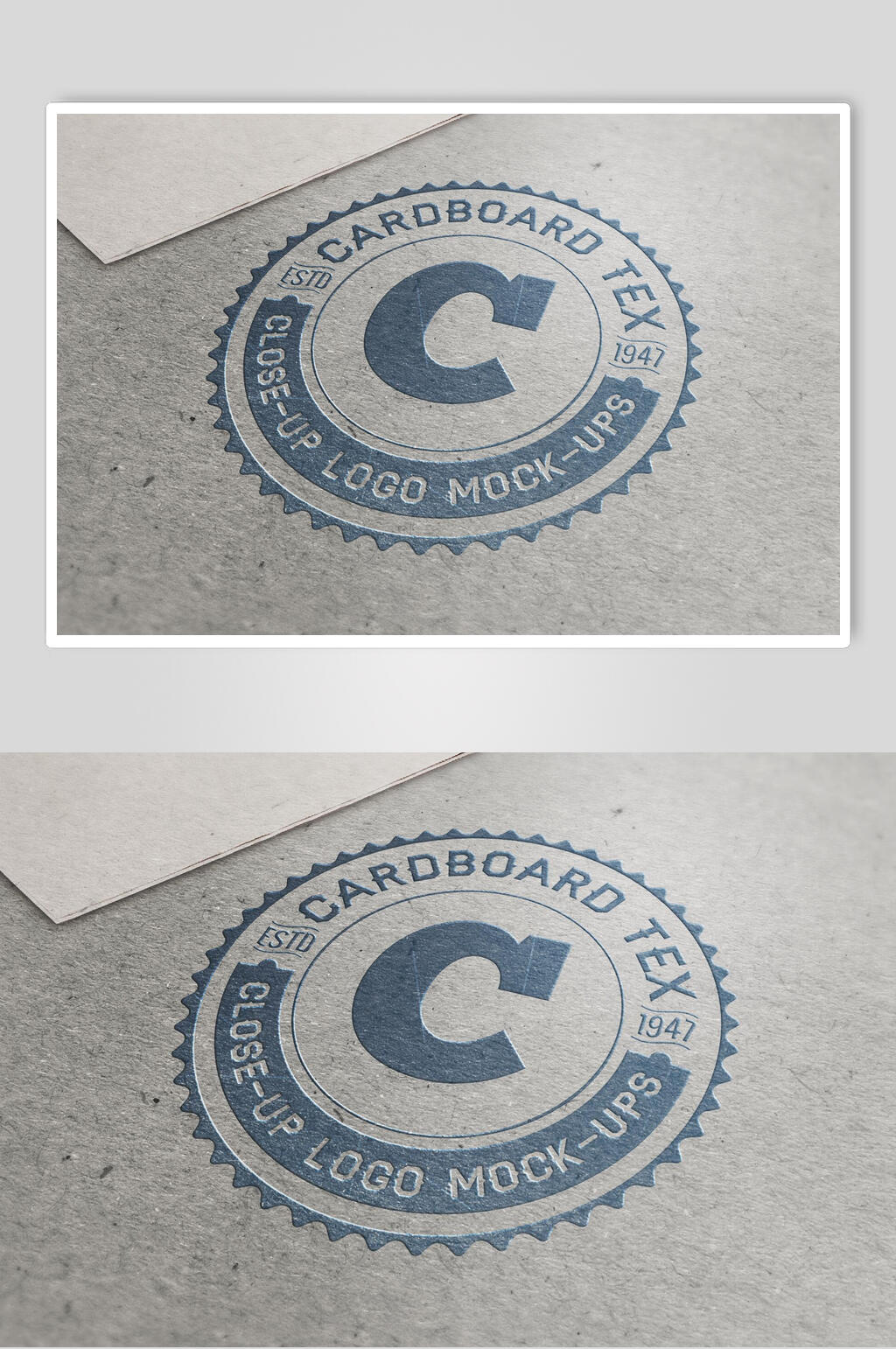 灰色纸张UV工艺LOGO展示样机素材