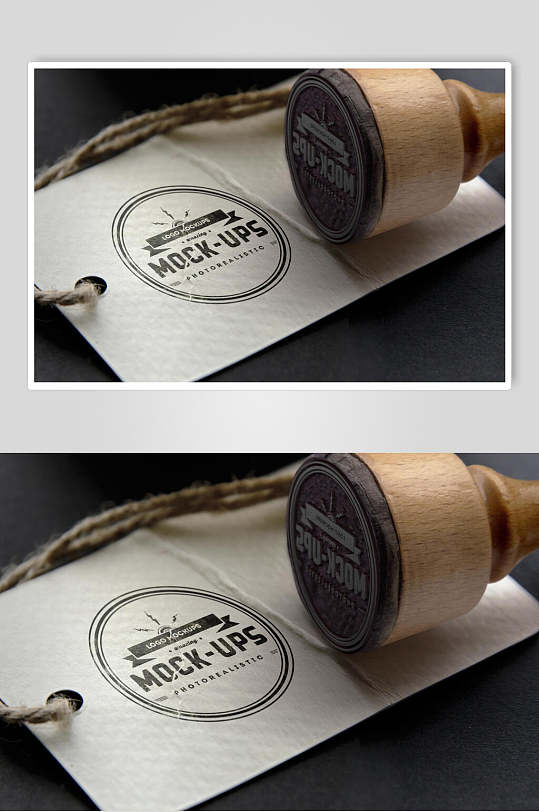 吊牌木刻印章LOGO展示样机-众图网