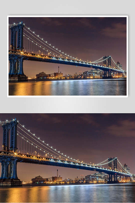 大桥脚下的夜景高清图片