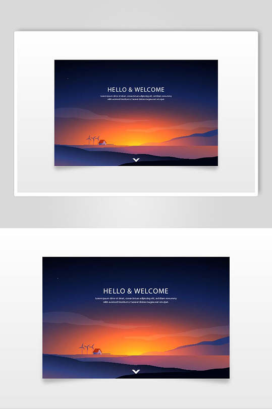 日出扁平风唯美背景