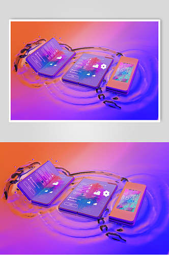 炫彩水波浪LOGO展示手机样机