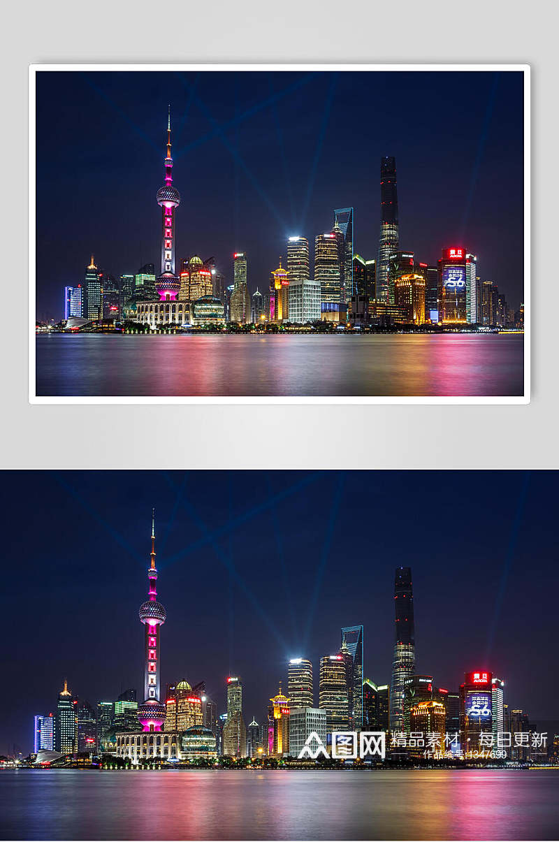 东方明珠上海夜景高清图片素材