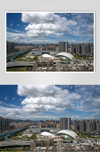 集美城市的蓝天白云图片