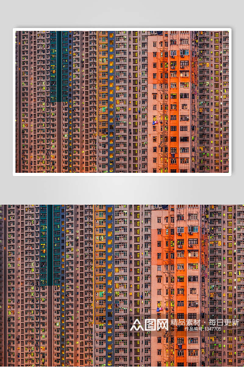 城市居民楼层拍摄高清图片素材