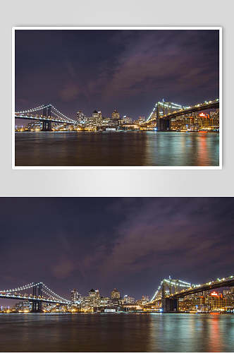 高清城市大桥夜景图片