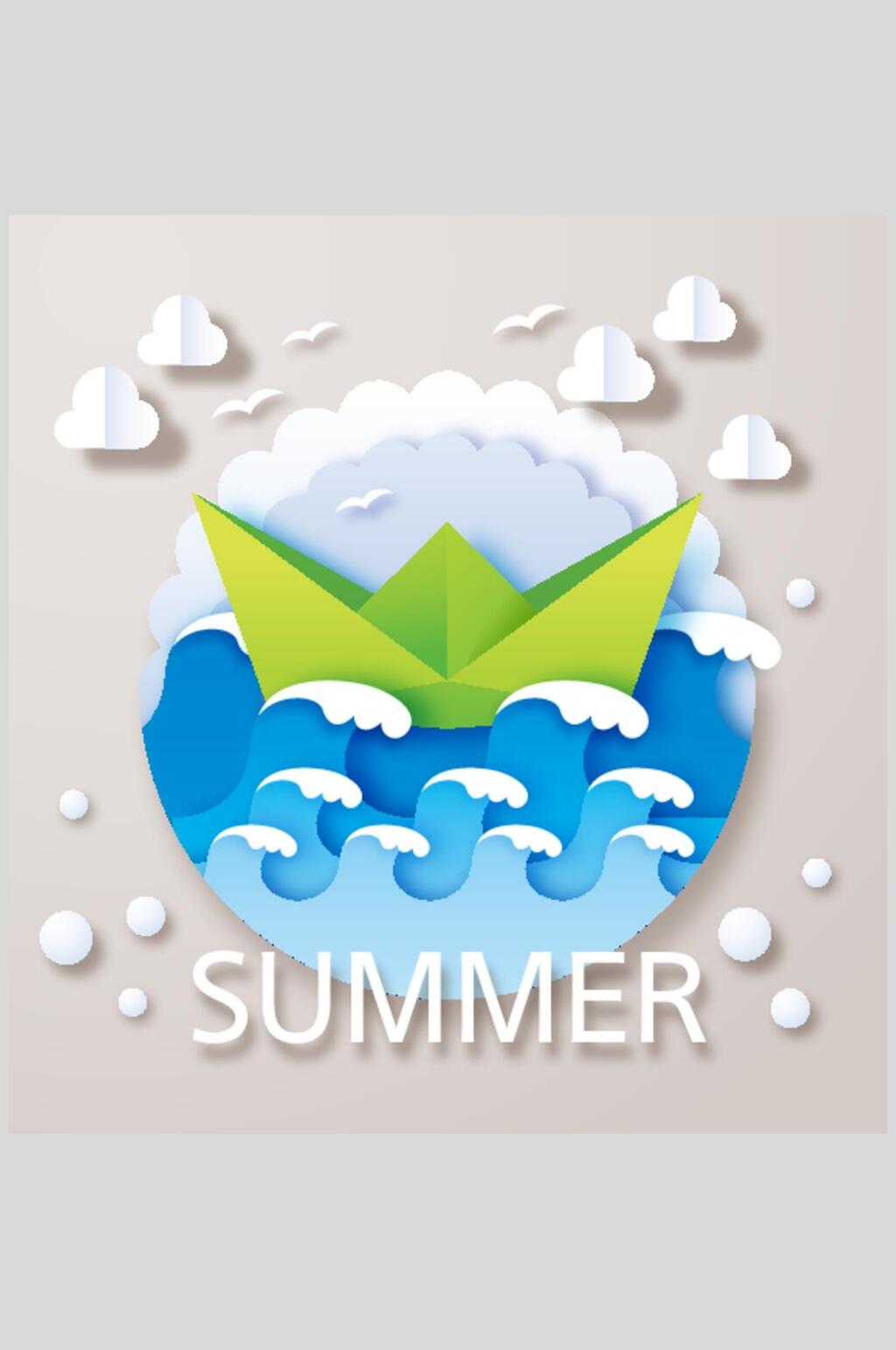 夏天海洋海上游轮设计元素素材