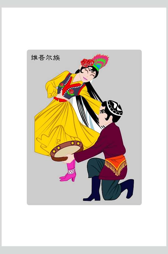 民族特色维吾尔族少数民族人物元素