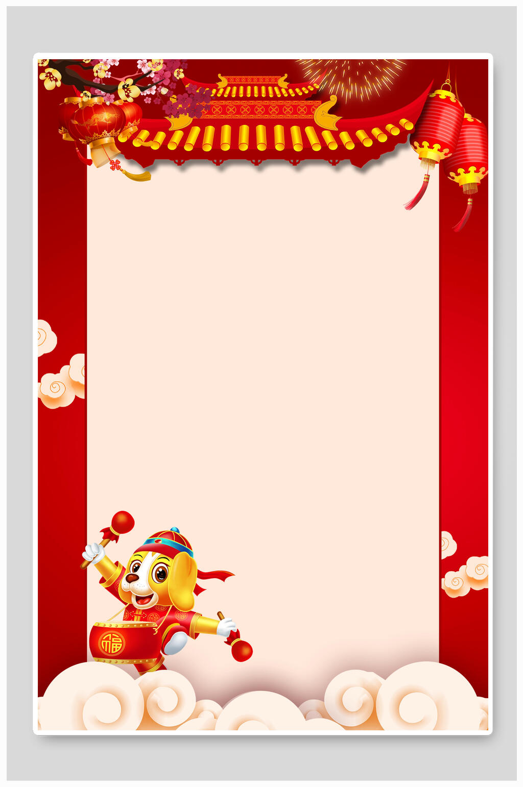 狗年祥云灯笼喜庆背景素材素材