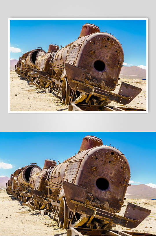 蒸汽火车报废摄影图片素材