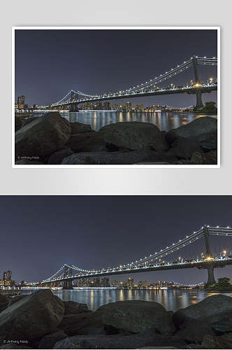 江边大桥夜景高清图片