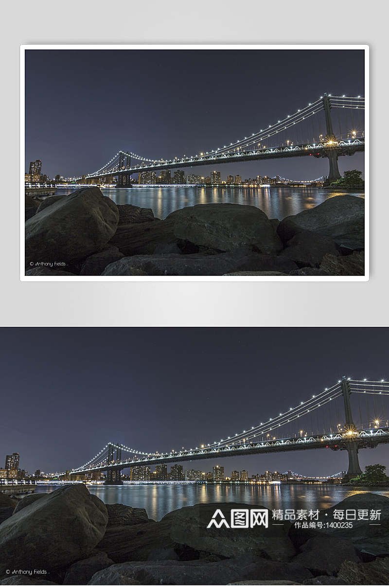 江边大桥夜景高清图片素材