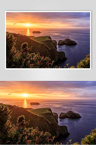 海边岛屿夕阳高清图片