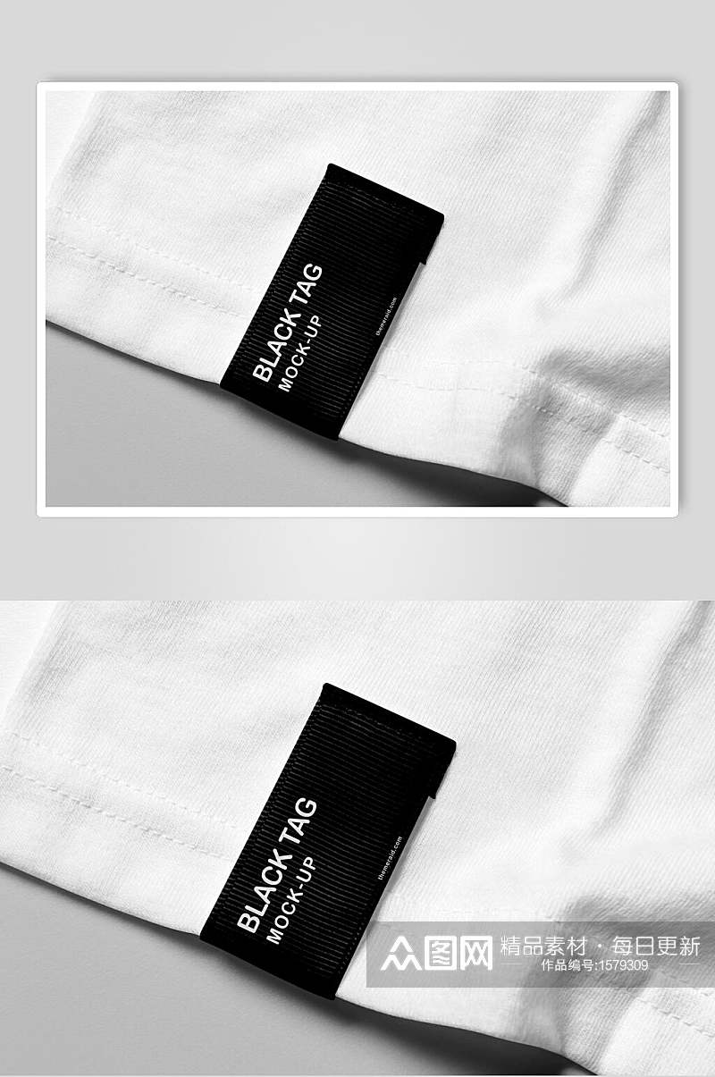 白色衣物黑色标签LOGO展示T桖样机素材