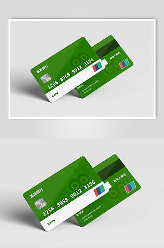 绿色银行卡样机正反面效果图