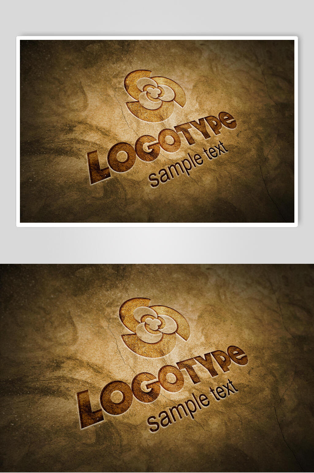 金色LOGOTYPE凹凸工艺LOGO展示样机素材